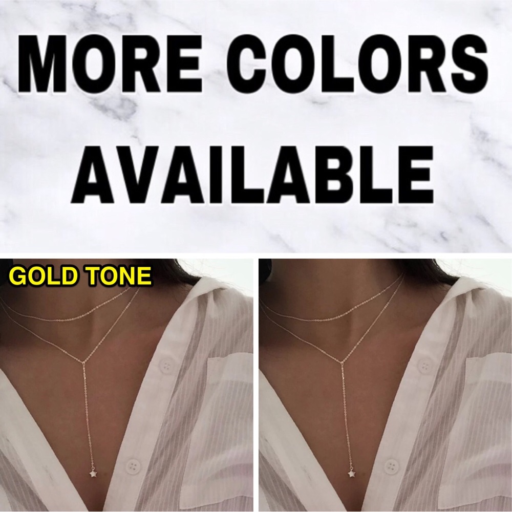 ⚜️[𝟯/$𝟭𝟴]⚜️2 Layered Gold Star Drop Choker NEW - Picture 9 of 11